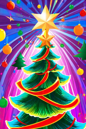 wild nature, stanleylau style, wild nature,avi love, little caprice,
(Christmas tree:1.2), Hanukkah, party,
colorful explosion psychedelic paint colors,
masterpiece, professional illustration, 