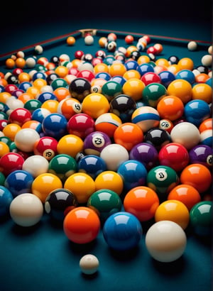 
Colorful, close up angle of ((Different billiard balls, at a distance, floating on air)), detailed focus, deep bokeh, beautiful, dreamy colors, dark cosmic background, Visually delightful,ral-flufblz