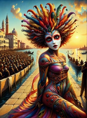 (Wide viewing angle:1.7), Wide field of view, Carnival in Venice, (masterpiece), (detailed illustration), High quality texture, intricate details, detailed texture, High quality shadow, light source contrast, perspective,,cinematic_warm_color,more detail XL