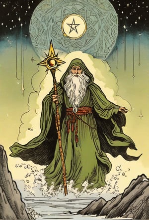 rider-waite tarot card hermit tarot card . The Hermit stands alone on the top of a mountain. The snow-capped range symbolizes his spiritual mastery, growth, and accomplishment. He has chosen this path of self-discovery and, as a result, has reached a heightened state of awareness.

In his right hand, he holds a lantern with a six-pointed star inside; it is the Seal of Solomon, a symbol of wisdom. As The Hermit walks his path, the lamp lights his way – but it only illuminates his next few steps rather than the full journey. He must step forward to see where to go next, knowing that not everything will be revealed at once. In his left hand, the side of the subconscious mind, The Hermit holds a long staff (a sign of his power and authority), which he uses to guide and balance him.

