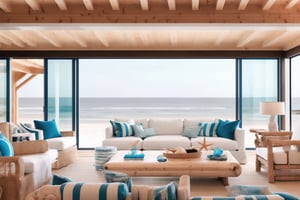  Gorgeous beach cabin by the sea, Gorgeous Seaview, living room Interior