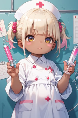 Score_9,score_8_up,score_7_up,source_anime,,(babyface),(loli:1.5),((mesugaki)),score_9,BREAK,piya,masterpiece,top quality((dark skin)),white robe nurse,holding huge syringe,
Huge syringe with lots of water stickers
score_7_up, best quality