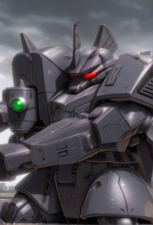 The Principality of Zeon's next-generation main mass-produced mobile suit, the MS-14B Johnny Ridden's Gelgoog, has been recreated in a completely realistic three-dimensional form using the latest SFX technology. It is painted in a crimson and black color scheme, and is equipped with a horn-shaped blade antenna (mono-eye camera on the head), a shield, and a bazooka., robot