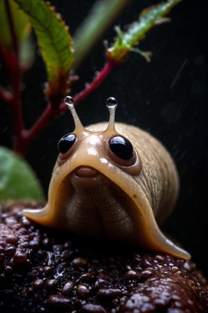 the most sad looking crying slug , dramatic, moody,    