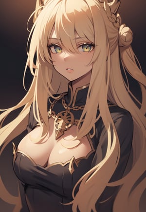 1 girl closeup on face, beautiful and aesthetic, splendid, masterpiece, best quality, fantastic atmosphere, Calming, calm palette, soft shading, priestess with many chains around the body