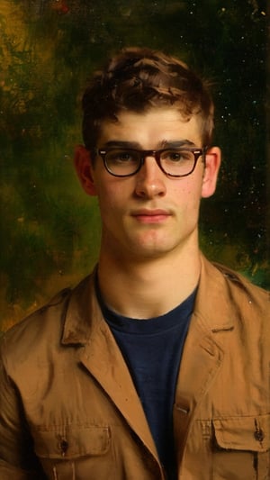 score_9, score_8_up, score_7_up, score_6_up, score_5_up, score_4_up, realistic, GQ, 8K image: 
painting,handsome, Caucasian, brown hair, y2k fashion, nerd, student, glasses, blushed cheeks, freckles, Max Verstappen, skinny, clean shaved, yearbook photo, dsquared, sean o'pry, hot, defined jawline, male model, Gen Z, soft lighting, skater boy, cool, senior highscool, thick eyebrows, hot, david gimeno, 2000s, graphic tee,
Oil painting art by John Singer Sargent, Greg Rutkowski, Edmund Blair Leighton, or Wlop would bring this stunning image to life.