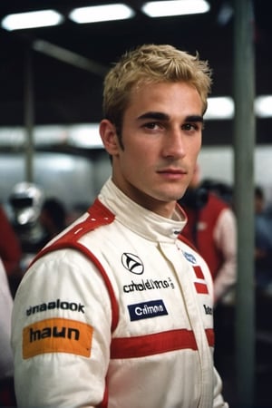 30 years old man, f1 racer, wearing nomex suit, handsome, thick eyebrows, blonde, hairy, crooked nose, cute, 1990s, young, varsity, ted colunga, f1

8k, cinematic lighting, very dramatic, very artistic, soft aesthetic, innocent, realistic, masterpiece, Camera settings to capture such a vibrant and detailed image would likely include Canon EOS 5D Mark IV, Lens 85mm f/1.8, f/4.0, ISO 100, 1/500 sec,hdsrmr, cinema verite, film still, ((perfect anatomy): 1.5), best resolution, maximum quality, UHD, life with detail, analog, cinematic moviemaker style, AnalogRedmAF,analog