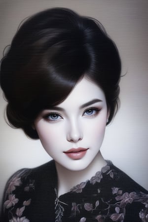 (young adult, beautiful, seductive, alluring), (best quality, highres, ultra-detailed), (oil painting, fine art), (vibrant colors, warm tones), (soft lighting, dramatic shadows), (deep gaze, captivating eyes), (rosy lips, luscious mouth), (porcelain skin, flawless complexion), (elegant dress, revealing neckline), (attractive pose, confident stance), (lush garden background, blooming flowers), (subtle breeze, swaying leaves), (romantic atmosphere, dreamy ambiance), (sensual expression, subtle smile)