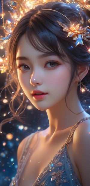 (masterpiece, top quality, best quality, official art, beautiful and aesthetic:1.2), (1girl), extreme detailed,,highest detailed, , light_particles,, floating, in depth,