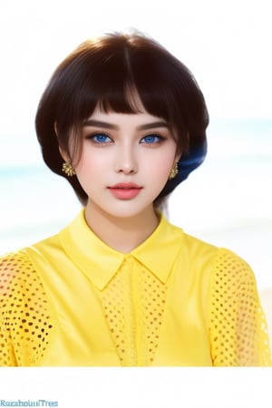 (masterpiece, best quality, photorealistic, high resolution, 8K raw photo)19 yo girl, (blue lace attire),  ,beautiful face, beautiful eyes, beautiful body, beautiful girl, detailed face, detailed hands. makeup, glossy lips ,detailed realistic clothes, makeup, standing and looking at the viewer,
(Background seaside, beach, resort, coconut trees, waves),mm_thingyan,girlvn