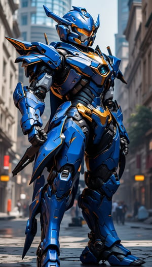 Unparalleled beauty, ultramarine blue, gold, FuturEvoLabArmor,epic mecha