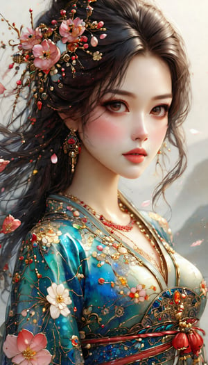 (Beautiful female, cloisonné, and the most beautiful work ever created under the supervision of Yoshitaka Amano), Detailed Textures, high quality, high resolution, high Accuracy, realism, color correction, Proper lighting settings, harmonious composition, Behance works.Fsketch‐style