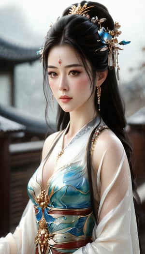 (Beautiful female, cloisonné, and the most beautiful work ever created under the supervision of Yoshitaka Amano), Detailed Textures, high quality, high resolution, high Accuracy, realism, color correction, Proper lighting settings, harmonious composition, Behance works,belle