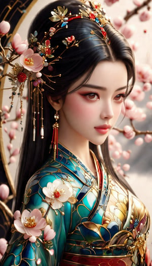 (Beautiful female, cloisonné, and the most beautiful work ever created under the supervision of Yoshitaka Amano), Detailed Textures, high quality, high resolution, high Accuracy, realism, color correction, Proper lighting settings, harmonious composition, Behance works,belle,wonder beauty