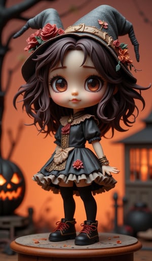 🎃Seasonal Halloween figure diorama. Surreal Grimm fairy tale, unique characters, mysterious creature, high-key lighting, bright background, very surreal, shocktober, surprises, horror, anticipation, children's hopes and fears, little pranks, a festival of accidental creatures, energetic neo-noir-inspired backdrops, and beautiful, memorable photos,VNS_Add more details,cool_Anime,create figure 2