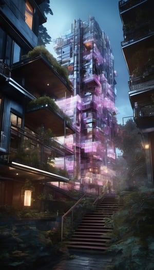 (Very tall building in the middle of the forest, Penrose staircase, glass and crystal are the materials, Juno promotional image, key is in the center of the image, maze, black house, lucid dream series, highly detailed subtractive lighting, Shambala, Puzzle, Lossless, Lived), Detailed Textures, high quality, high resolution, high Accuracy, realism, color correction, Proper lighting settings, harmonious composition, Behance works, DonMR0s30rd3rXL ,Pedestrian Signals,rose,knight,cyborg