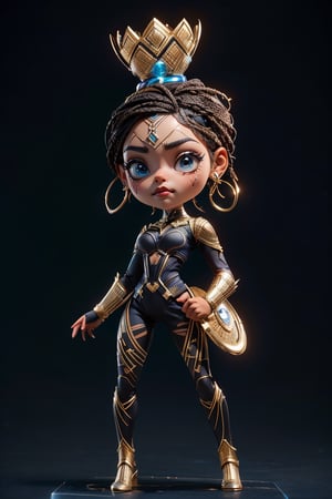 (Super deformed figure of "Shuri from Black Panther", very cute, background that matches the theme), RAW photo, Unreal Engine, Octane Rendering, Ultra High Quality, Ultra High Resolution, Surreal, Ultra Precision, Color Corrects, Good Lighting Settings, Good Composition, Very Low Noise, Sharp Edges, Harmonious Composition, Award-winning work