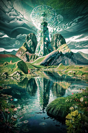 (Strange landscape, Edvard Munch & Salvador Dalí style, sharp contrasts, greenery and water, kaleidoscope light), (photorealistic:1.4), Detailed Textures, high quality, high resolution, high Accuracy, realism, color correction, Proper lighting settings, harmonious composition, Behance works, ,Raw Photo,no_humans