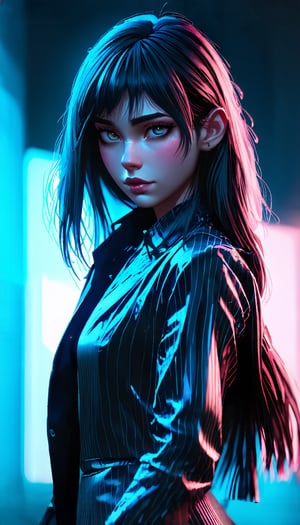 (1girl, creates beautiful women with the theme of "Nano punk"), Detailed Textures, high quality, high resolution, high Accuracy, realism, color correction, Proper lighting settings, harmonious composition, Behance works,majien