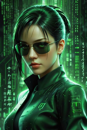 (Matrix Neo, Matrix Code, green and black color scheme, epic poster composition drawn in manga style, dynamic and highly detailed Art Station, concept art, influenced by Artgerm and Wadim Kashin), Detailed Textures, high quality, high resolution, high Accuracy, realism, color correction, Proper lighting settings, harmonious composition, Behance works,sad,Matrix Style