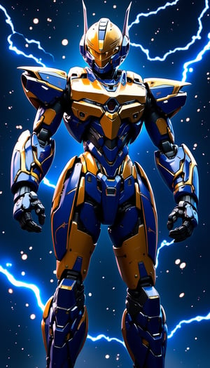 Unparalleled beauty, Geometric, gold_(metal), ultramarine blue,epic mecha