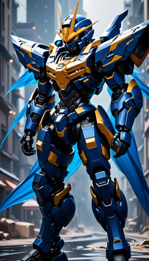 Unparalleled beauty, gold, ultramarine blue, FuturEvoLabArmor,epic mecha