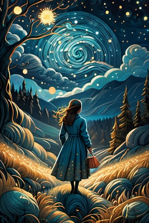 (Art inspired by Van Gogh, Craola, and Andy Kehoe, featuring a woman composed of ghostly ectoplasm on a bioluminescent dark field, adorned with glitter. This digital painting showcases a highly detailed and intricate pose, rendered with clarity and high quality in watercolor, trending on ArtStation, with sharp focus akin to a studio photo, and intricate details celebrated by CGSociety), detailed textures, High quality, high resolution, high precision, realism, color correction, proper lighting settings, harmonious composition, Behance works