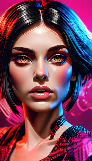 (1girl, creates beautiful women with the theme of "Nano punk"), Detailed Textures, high quality, high resolution, high Accuracy, realism, color correction, Proper lighting settings, harmonious composition, Behance works