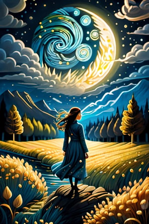 (Art inspired by Van Gogh, Craola, and Andy Kehoe, featuring a woman composed of ghostly ectoplasm on a bioluminescent dark field, adorned with glitter. This digital painting showcases a highly detailed and intricate pose, rendered with clarity and high quality in watercolor, trending on ArtStation, with sharp focus akin to a studio photo, and intricate details celebrated by CGSociety), detailed textures, High quality, high resolution, high precision, realism, color correction, proper lighting settings, harmonious composition, Behance works