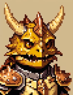 Head and shoulders portrait, anthropomorphic horned toad warrior ,  pixel art, PixArFK, ,Pixel Art