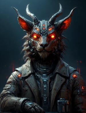 (close up, head and shoulders portrait:1.3), anthromorphic, High tech cybernetic (dragon:1.2) (markhor:1.7), multi Eyes,Glowing mechanical eyes, high-tech cybernetic body, futuristic power armor, bounty hunter ,xl_cpscavred,mad-cyberspace,cyberpunk