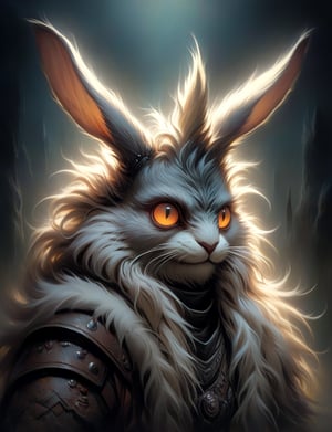 Close up, head and shoulders portrait, single anthropomorphic Hybrid creature (maine coon cat:0.8) fused with (wolpertinger:2.6), oni samaurai, glowing eyes, symmetrical featuers, (leather armor1.5) , (oil painting:2), thin and smooth lines, long strokes, light and delicate tones, clear contours, cinematic quality, dark background, dramatic lighting, art by Jeremy Mann, Peter Elson, Alex Maleev, Ryohei Hase, Raphael Sanzio, Pino Daheny, Charlie Bowater, Albert Joseph Penot, Ray Caesar, highly detailed, hr giger, gustave dore, Stephen Gammell, masterpiece of layered portrait art, techniques used: sfumato, chiaroscuro, atmospheric perspective, oil paint , esao andrews, oil painting ,style, concept