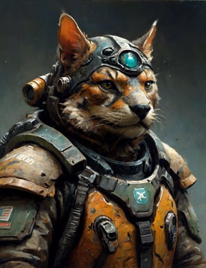 head and shoulders portrait, anthromorphic (cat:0.4) (turtle:0.7) , a hard-boiled atmosphere, futuristic power armor, bounty hunter 