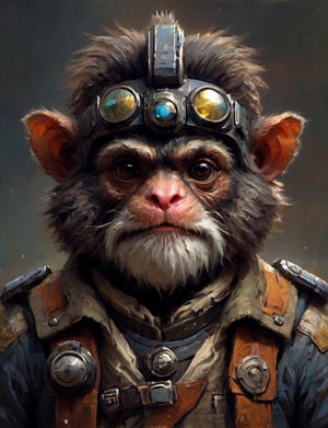 head and shoulders portrait, anthromorphic emperor tamarin , a hard-boiled atmosphere, futuristic power armor, bounty hunter 