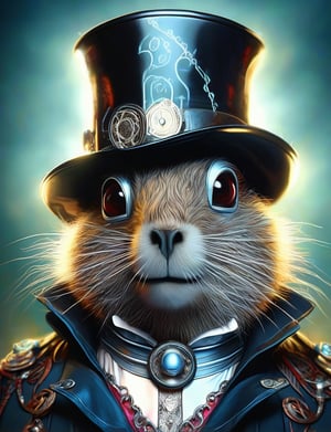 (head and shoulders portrait:1.2), (anthropomorphic marmot  :1.3) as vampire , zorro mask, top hat , holographic glowing eyes, wearing steampunk armor outfit , (outline sketch style:1.5), surreal fantasy, close-up view, chiaroscuro lighting, no frame, hard light, in the style of esao andrews, DonM3lv3nM4g1cXL