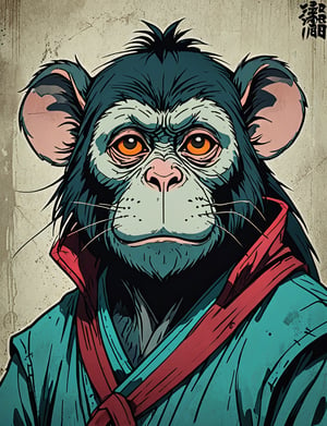 (close up, head and shoulders portrait:1.5), red, orange, green, teal, aqua, blue, violet gradient ,(anthromorphic mouse capuchin :1.5), samurai, wearing samurai armor, (strong outline sketch style:1.5), symmetrical features, gritty fantasy, (darkest dungeon art style :1.4), dark muted background, detailed, one_piece_wano_style, Dark Manga of,anime screencap,Dark Anime of