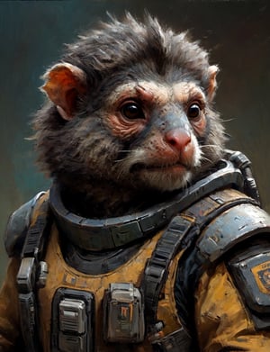 head and shoulders portrait, anthromorphic marmoset , a hard-boiled atmosphere, futuristic power armor, bounty hunter 