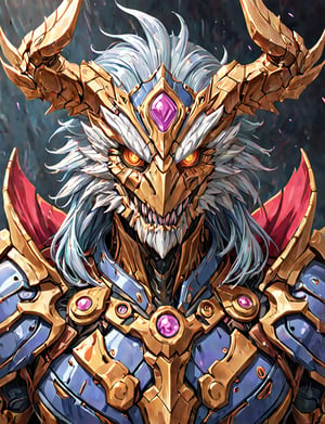 (head and shoulders portrait:1.2), a Warforged eagle manticore , sentient construct of gleaming metal and gears, is dressed in intricately detailed armor. Inspired by the art of Destiny 2 and the style of Guardians of the Galaxy,art_booster