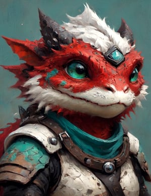 (close up, head and shoulders portrait:1.3), anthromorphic ( toad cat :1.2) dragon, futuristic power armor, bounty hunter , red, teal, white and black color scheme , Disney pixar style