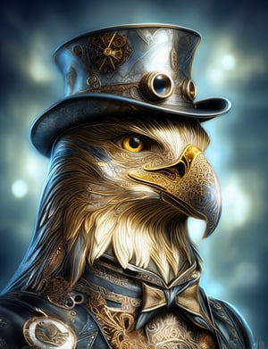 (head and shoulders portrait:1.2), (anthropomorphic golden eagle :1.3) as vampire , zorro mask, top hat , holographic glowing eyes, wearing steampunk armor outfit , (outline sketch style:1.5), surreal fantasy, close-up view, chiaroscuro lighting, no frame, hard light, in the style of esao andrews, DonM3lv3nM4g1cXL