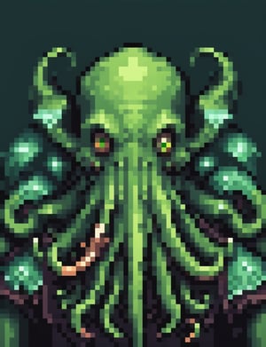 Head and shoulders portrait, Cthulhu  ,  pixel art, PixArFK, ,Pixel Art