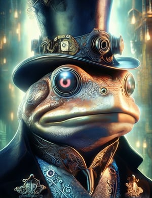 (head and shoulders portrait:1.2), (anthropomorphic toad :1.3) as vampire , zorro mask, top hat , holographic glowing eyes, wearing steampunk armor outfit , (outline sketch style:1.5), surreal fantasy, close-up view, chiaroscuro lighting, no frame, hard light, in the style of esao andrews, DonM3lv3nM4g1cXL