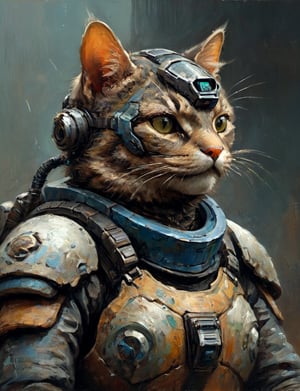 head and shoulders portrait, anthromorphic cat turtle , a hard-boiled atmosphere, futuristic power armor, bounty hunter 