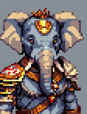 Head and shoulders portrait, anthropomorphic elephant warrior ,  pixel art, PixArFK, ,Pixel Art
