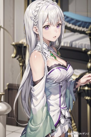 ((best quality)), ((highly detailed)), masterpiece, ((official art)),  intricately detailed, hyperdetailed, blurry background, depth of field, best quality, masterpiece, intricate details, tonemapping, sharp focus, hyper detailed, trending on Artstation, 1 girl, high res, official art,MTSpiderV4,emilia_(re:zero)