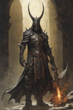  (masterpiece:1.3), ((highest quality, Diablo, the game antagonist from the Blizzard game, is fighting against a sexy female Necromancer in a hellish, very scary environment, lots of fire, combat scenario, full abody, full legs, full feet 