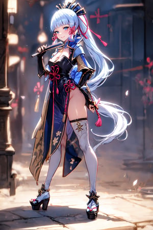 a girl in a dress holding a sword, long hair, smile, bangs, blue eyes, hair ornament, gloves, ribbon, platinum white hair, hair ribbon, ponytail, side locks, Japanese clothes, blunt bangs, armor, mole , arm up, fan hand, ice, braid ribbon, breastplate, armored dress, Japanese armor, snowflakes, holding fan, kamisato ayaka,genshin impcat,
skin, realistic,BODY
photon mapping
more details
16k,Hdr,cg, 3d, maintain maximum image detail,photography,high resolution,Anti Aliasing,(((SEXY))),(((FULL BODY))








