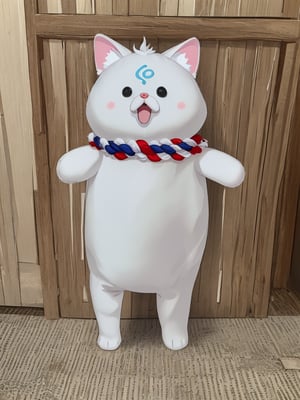 (35P):2,solo, white cat,looking at viewer, blush, open mouth, simple background, standing, tail, full body, no humans, cat, inside japanese house, 