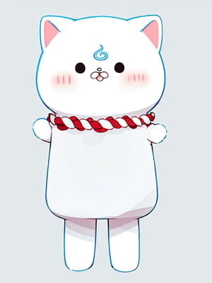 (35P):2,solo, chibi:2,white cat,looking at viewer, blush, simple background, standing, tail, full body, no humans, cat, vector illustration,