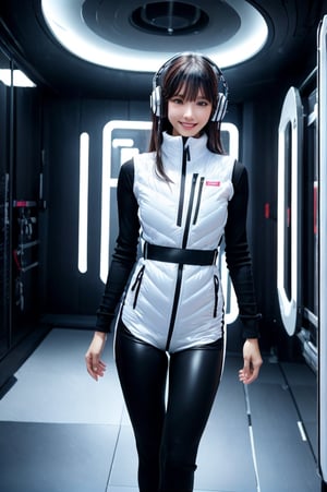 (masterpiece):1.2, best quality,(highly detailed:1.3), (4girls):10,(bust up shot):1.5 22yo, 170cm ,top instagrammer ladys,smile, (latex white bodysuit, headphone), (futuristic white color room with blue and white led lights):1.5, inside spacestation, cyberpunk room, (inside cyberpunk hotel room):1.3, sitting close together on bed, faces near each other, intimate pose, morning light, volumetric lighting, bing_astronaut, V-shaped eyebrows, astrovest:1.5, BREAK, black belt, black stocking, black tights, black long sleeve, BREAK, inside white spaceship background, astrovest, tnf_jacket, instagram-style composition, casual and natural posing